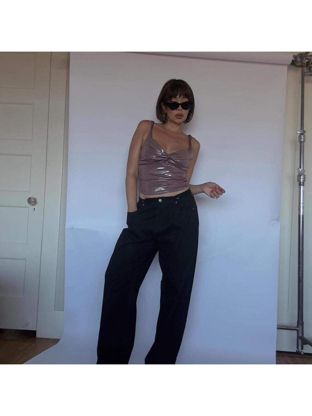 Y2K  liquid metallic tank top